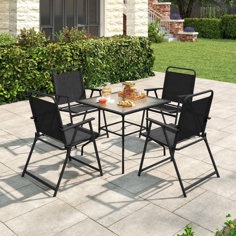 2er Set Gartenstühle klappbar Klappstühle Balkonstühle mit Armlehnen Schwarz von Costway