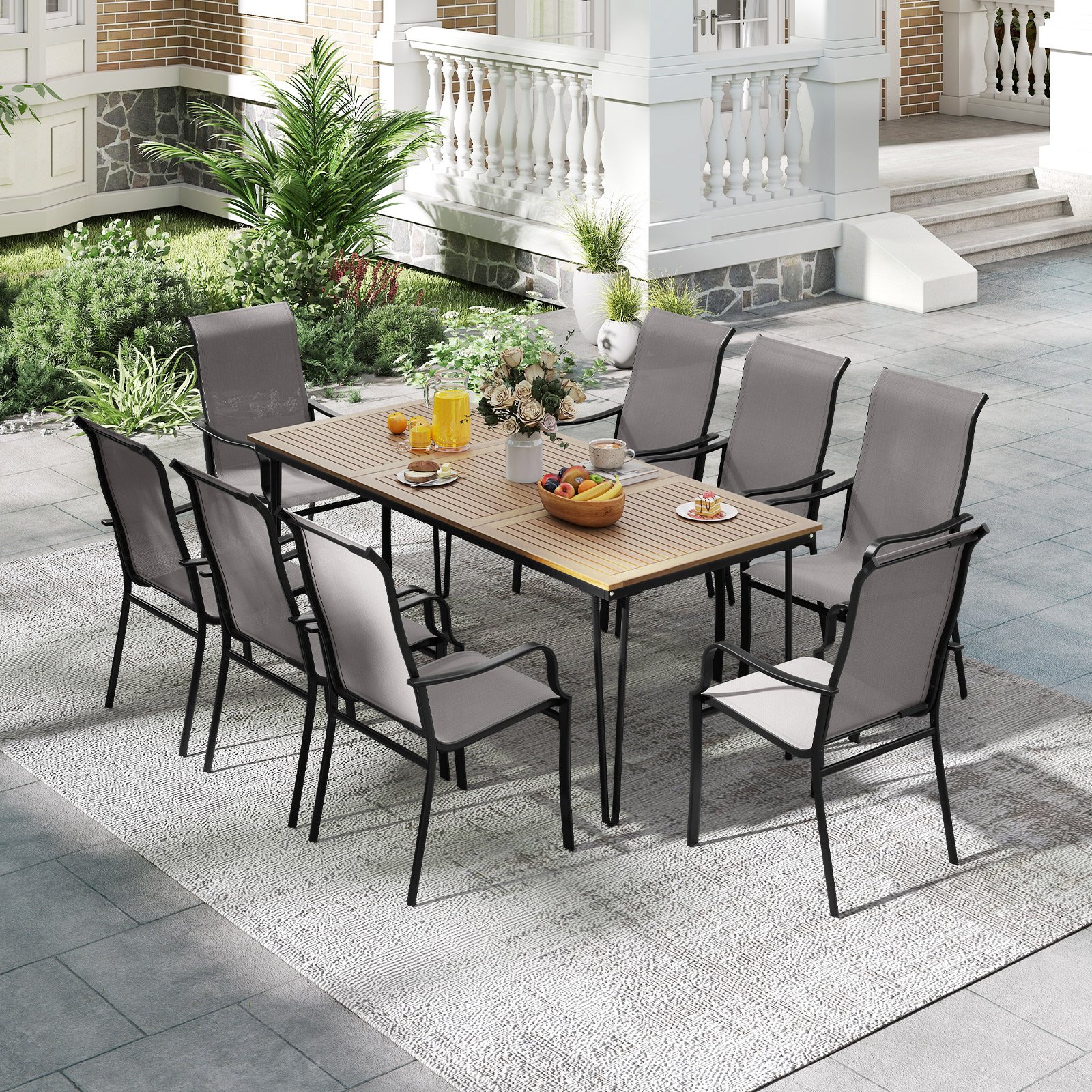 2er Set Gartenstühle mit Hoher Rückenlehne bis 150 kg Belastbar Terrassenstühle Grau 2er Set Gartenstühle mit Hoher Rückenlehne bis 150 kg Belastbar Terrassenstühle Grau von Costway