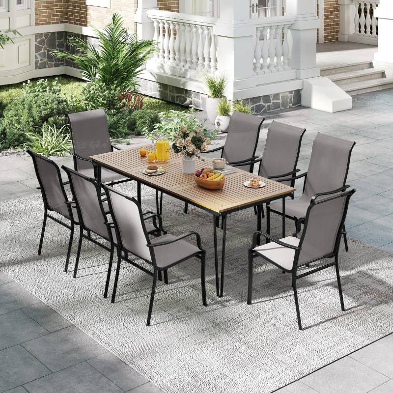 2er Set Gartenstühle mit Hoher Rückenlehne bis 150 kg Belastbar Terrassenstühle Grau von Costway