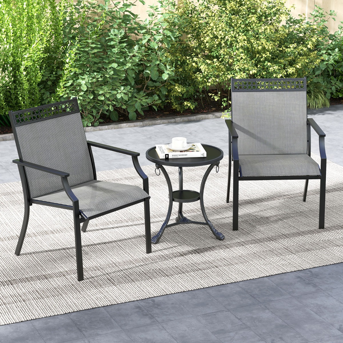 2er Set Gartenstühle mit Schnell Trocknendem Stoff & Metallrahmen Terrassenstühle Grau 2er Set Gartenstühle mit Schnell Trocknendem Stoff & Metallrahmen Terrassenstühle Grau von Costway