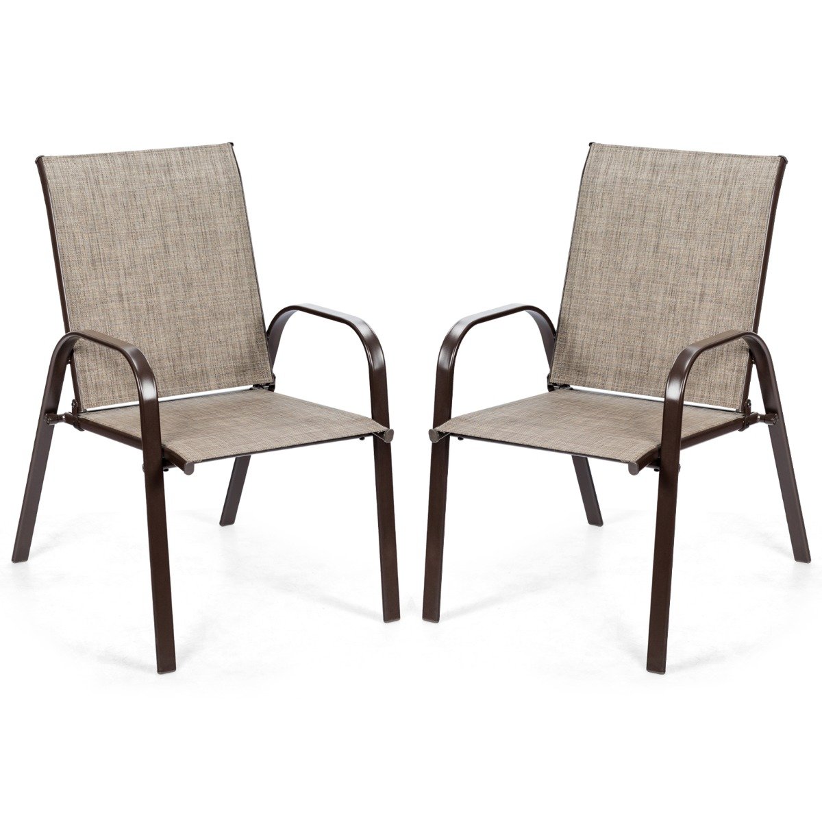2er Set Gartenstühle mit gebogenen Armlehnen & verstärktem Metallrahmen Outdoor Bistrostühle Grau 2er Set Gartenstühle mit gebogenen Armlehnen & verstärktem Metallrahmen Outdoor Bistrostühle Grau von Costway