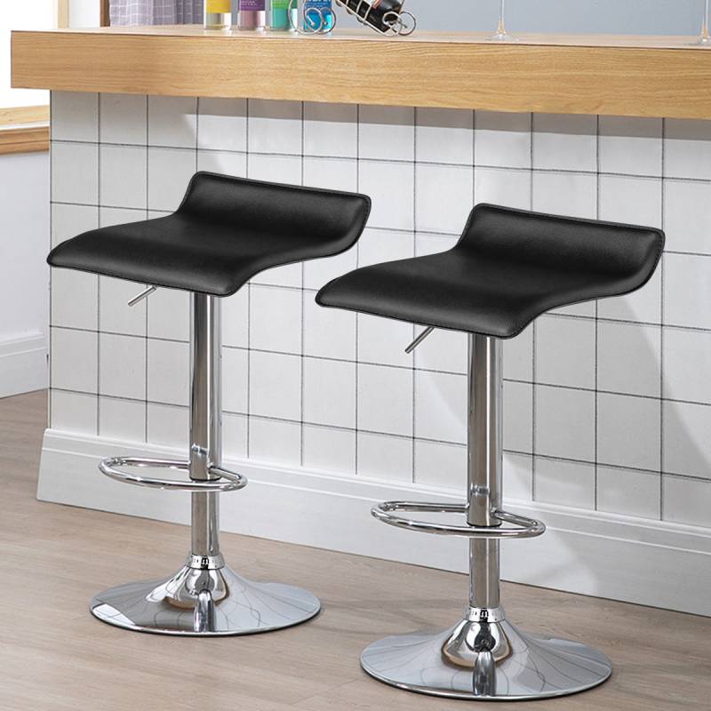 2er Set Höhenverstellbarer Barhocker mit Rückenlehne & Fußstütze 360° Drehstuhl Schwarz von Costway