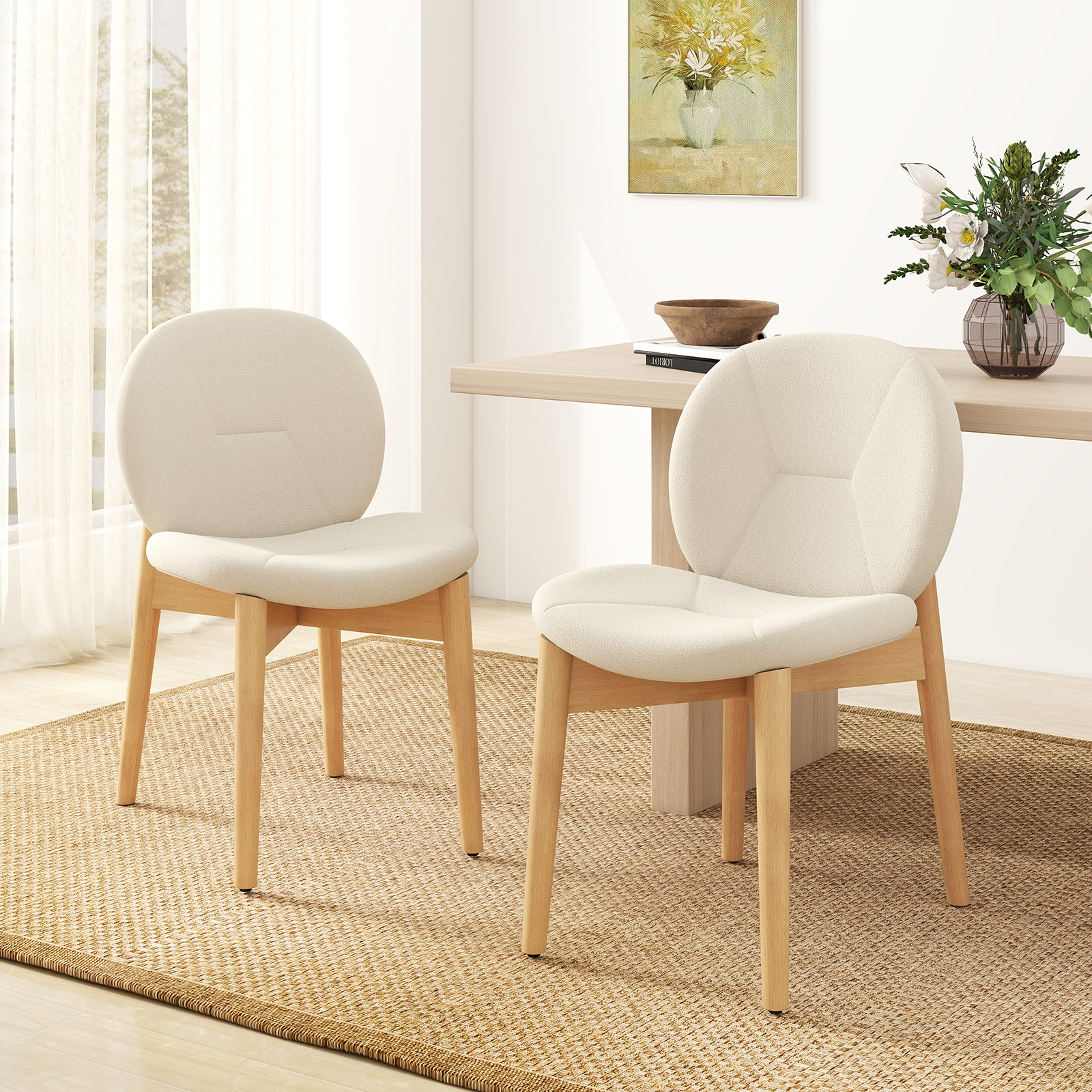 2er-Set Holz-Esstischstühle gepolsterte Küchenstühle mit Gummibaumholzbeinen Weiß 2er-Set Holz-Esstischstühle gepolsterte Küchenstühle mit Gummibaumholzbeinen Weiß von Costway