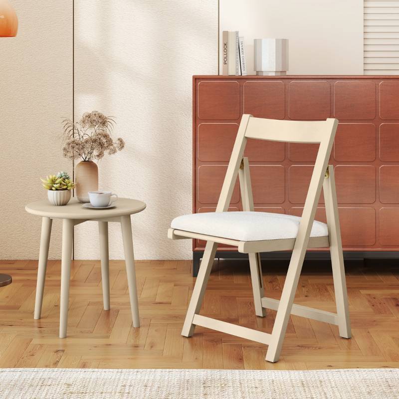 2er Set Holz Klappstühle mit Kissen Armless Stapelbare Esszimmerstühle Gepolsterte Stühle Natur 2er Set Holz Klappstühle mit Kissen Armless Stapelbare Esszimmerstühle Gepolsterte Stühle Natur von Costway