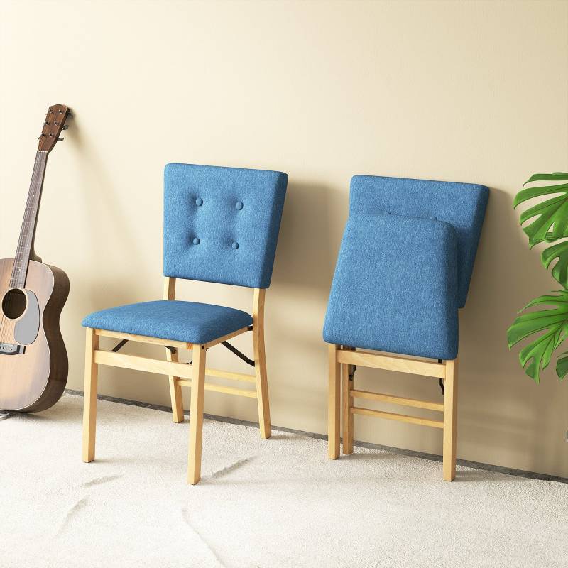 2er Set Klappbares Esszimmerstuhl armlehnlose Küchenstühle mit gepolstertem Sitz Blau 2er Set Klappbares Esszimmerstuhl armlehnlose Küchenstühle mit gepolstertem Sitz Blau von Costway