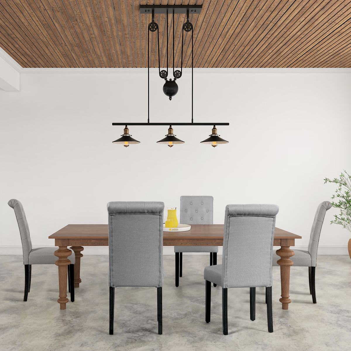 2er-Set Knopfgetuftete Esszimmerstühle gepolsterte Stoffstühle mit Gummibaumholzbeinen Grau 2er-Set Knopfgetuftete Esszimmerstühle gepolsterte Stoffstühle mit Gummibaumholzbeinen Grau von Costway
