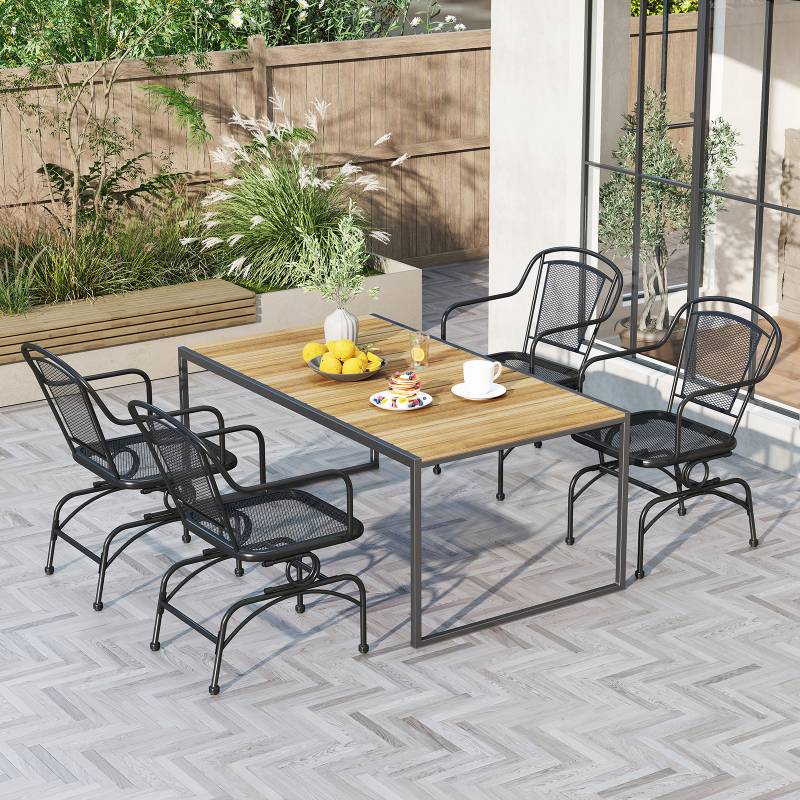 2er Set Metall Gartenstühle Terrassenstühle mit Sanfter Schaukelbewegung Balkonstühle Schwarz von Costway