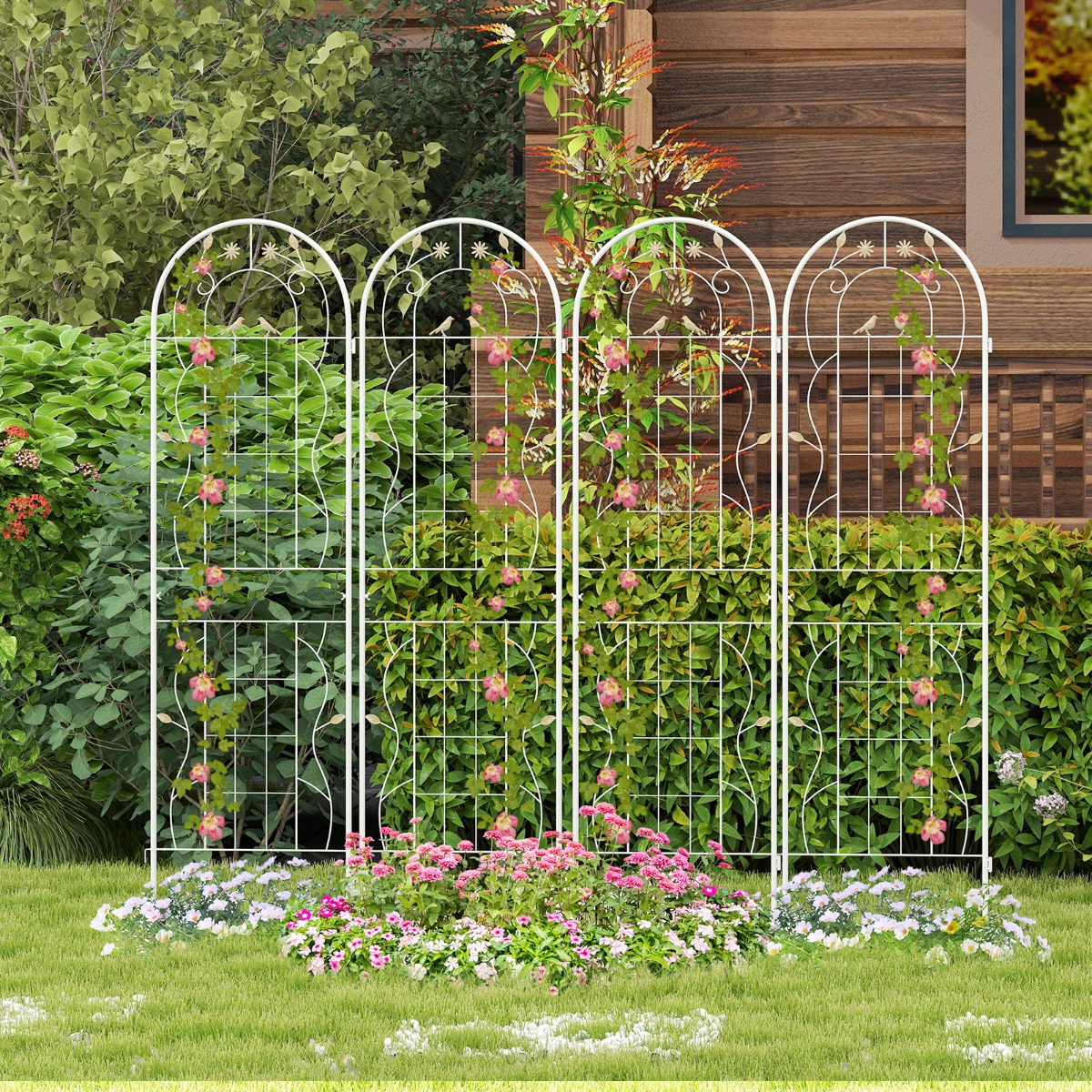 2er Set Metall Rankgitter Dekorativer Gartenzaun Freistehende Rankhilfe 180 cm x 50 cm Weiß 2er Set Metall Rankgitter Dekorativer Gartenzaun Freistehende Rankhilfe 180 cm x 50 cm Weiß von Costway
