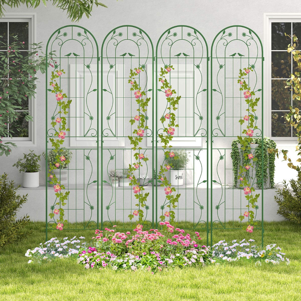 2er Set Metall Rankgitter zum Stecken Dekorativer Gartenzaun Freistehende Rankhilfe-Grün 2er Set Metall Rankgitter zum Stecken Dekorativer Gartenzaun Freistehende Rankhilfe-Grün von Costway