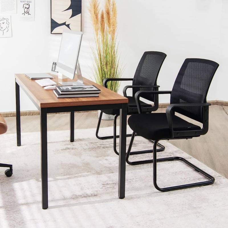 2er Set Netz Bürostuhl mit Rückenlehne bis 136kg belastbar 60 x 54,5 x 94 cm Schwarz von Costway