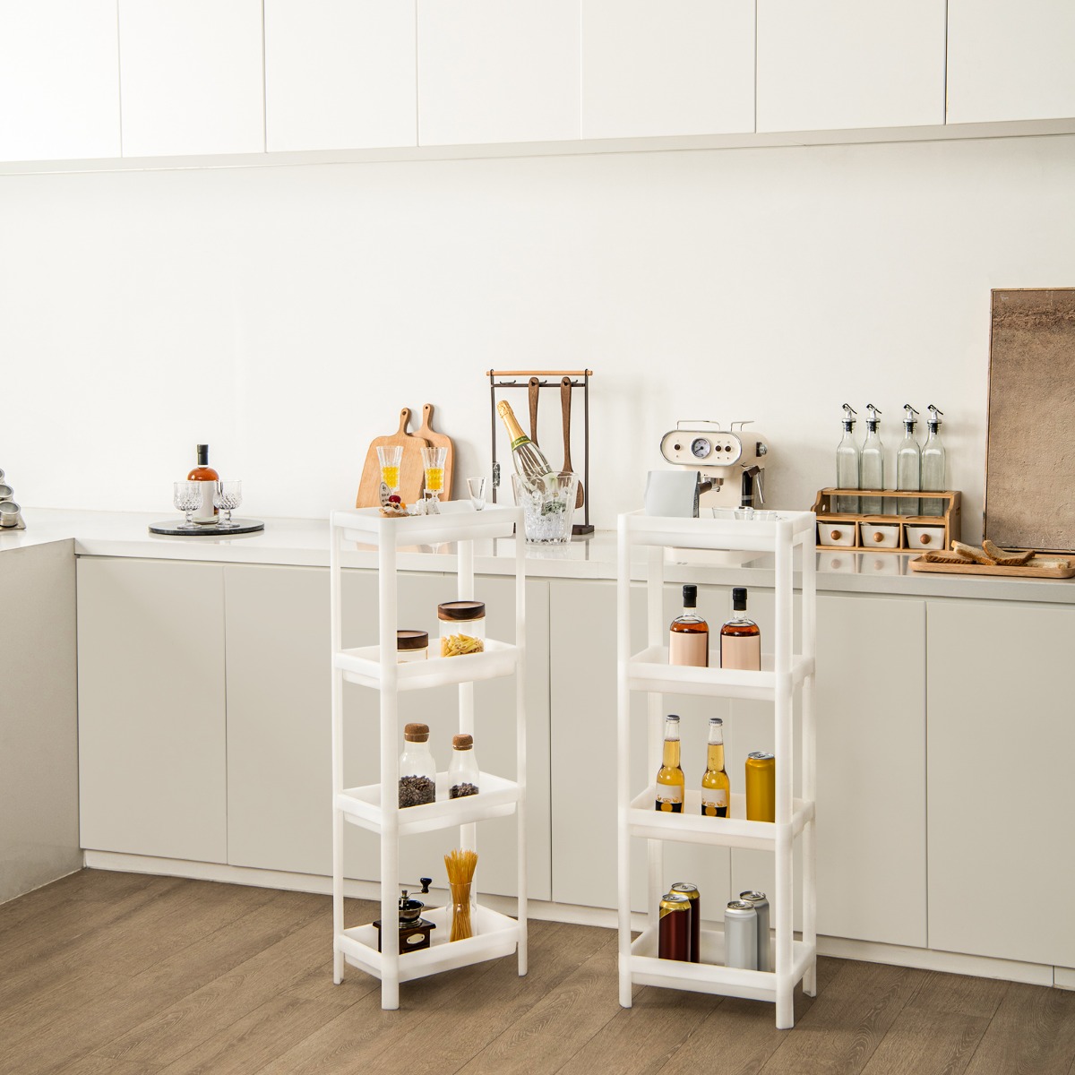 2er Set Nischenregal Schmal 4-Tier Slim Storage Cart Küchen-Organizer 36 x 23 x 99,5 cm Weiß 2er Set Nischenregal Schmal 4-Tier Slim Storage Cart Küchen-Organizer 36 x 23 x 99,5 cm Weiß von Costway