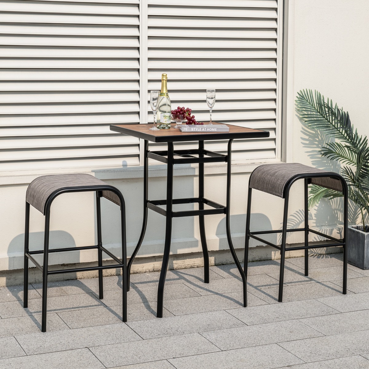 2er Set Outdoor Barhocker mit Gebogenem Stoffsitz bis zu 180 kg Belastbar Barstühle 2er Set Outdoor Barhocker mit Gebogenem Stoffsitz bis zu 180 kg Belastbar Barstühle von Costway