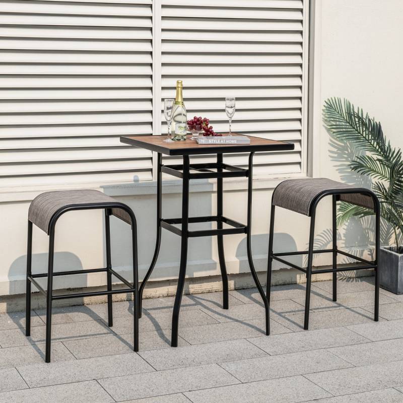 2er Set Outdoor Barhocker mit Gebogenem Stoffsitz bis zu 180 kg Belastbar Barstühle von Costway