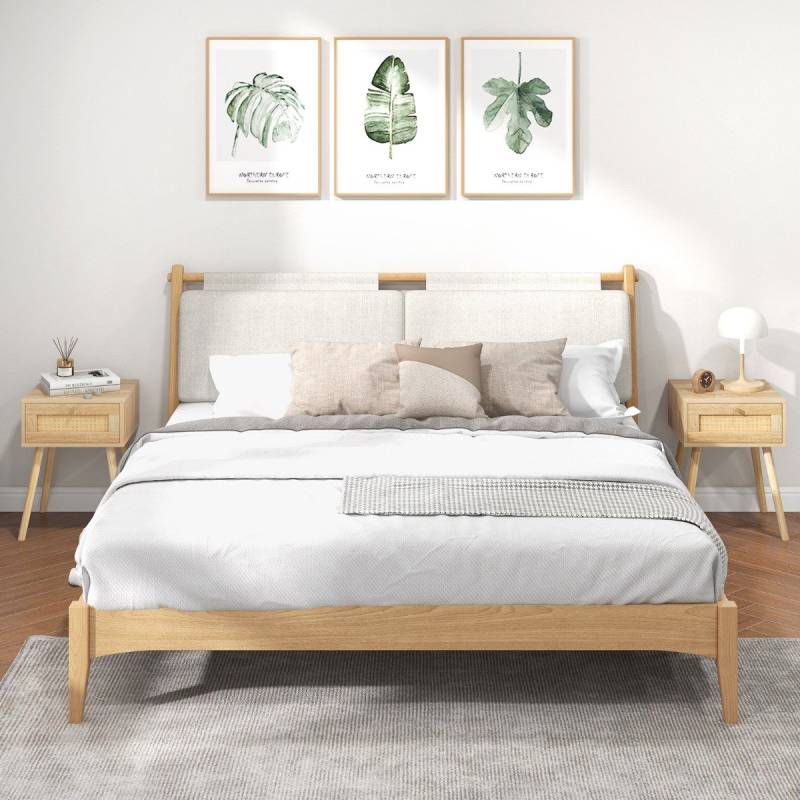 2er Set Rattan Nachttisch mit Schublade Beistelltisch Nachtkommode Nachtkonsole Sofatisch von Costway