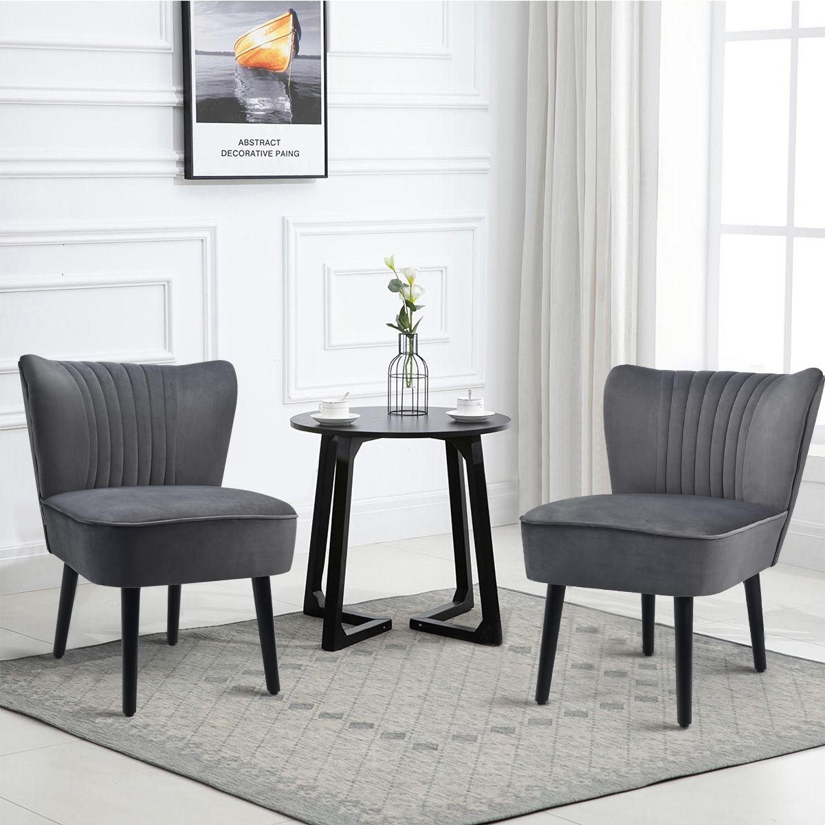2er Set Relaxsessel mit hoher Rückenlehne & breitem gepolstertem Sitz Armlehnestuhl modern Grau 2er Set Relaxsessel mit hoher Rückenlehne & breitem gepolstertem Sitz Armlehnestuhl modern Grau von Costway