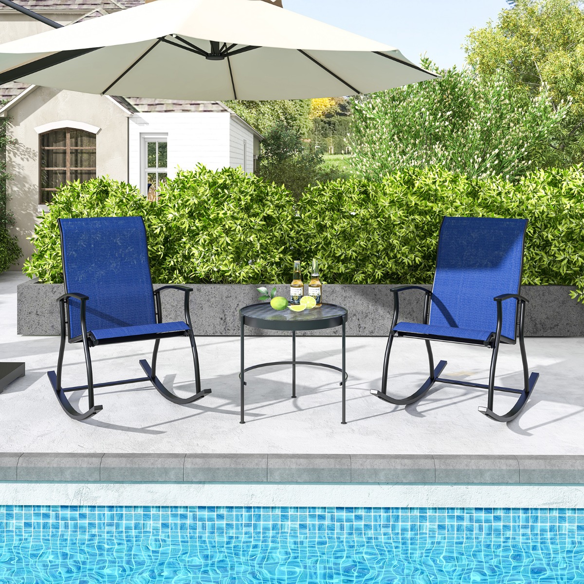 2er Set Schaukelstühle Schaukelsessel mit hoher Rückenlehne und atmungsaktivem Sitzstoff 102 x 68 x 100 cm Marineblau + Schwarz 2er Set Schaukelstühle Schaukelsessel mit hoher Rückenlehne und atmungsaktivem Sitzstoff 102 x 68 x 100 cm Marineblau + Schwarz von Costway