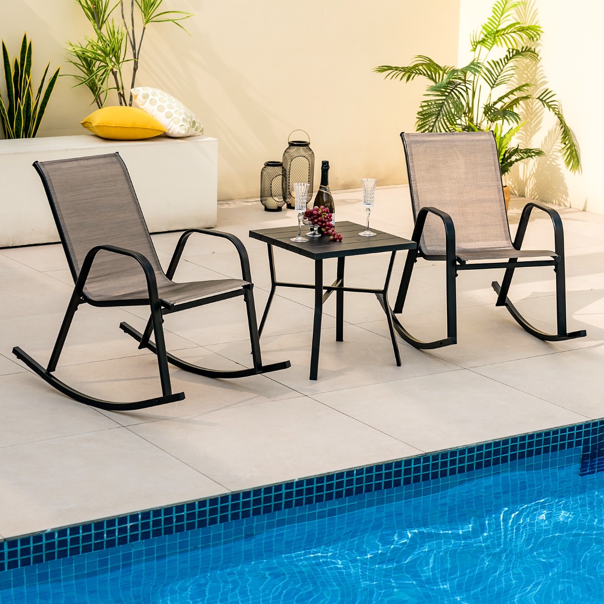 2er Set Schaukelstühle mit Atmungsaktivem Stoffsitz Ergonomische Schaukel Braun + Schwarz 2er Set Schaukelstühle mit Atmungsaktivem Stoffsitz Ergonomische Schaukel Braun + Schwarz von Costway