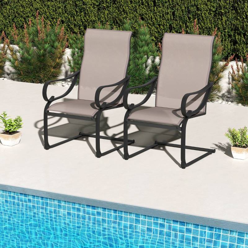 2er Set Terrassenstühlen mit Hoher Rückenlehne & Sitzfläche aus Netzgewebe Schaukelstühle von Costway