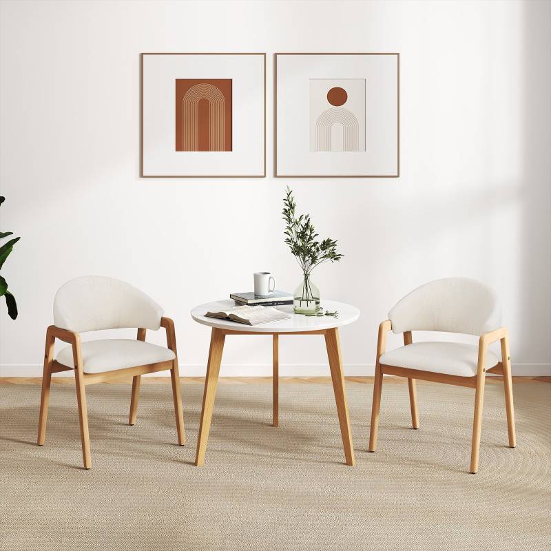 2er-Set modernes Esszimmerstühle Küchenstühle mit gepolstertem Sitz & ergonomischer Rückenlehne Weiß von Costway