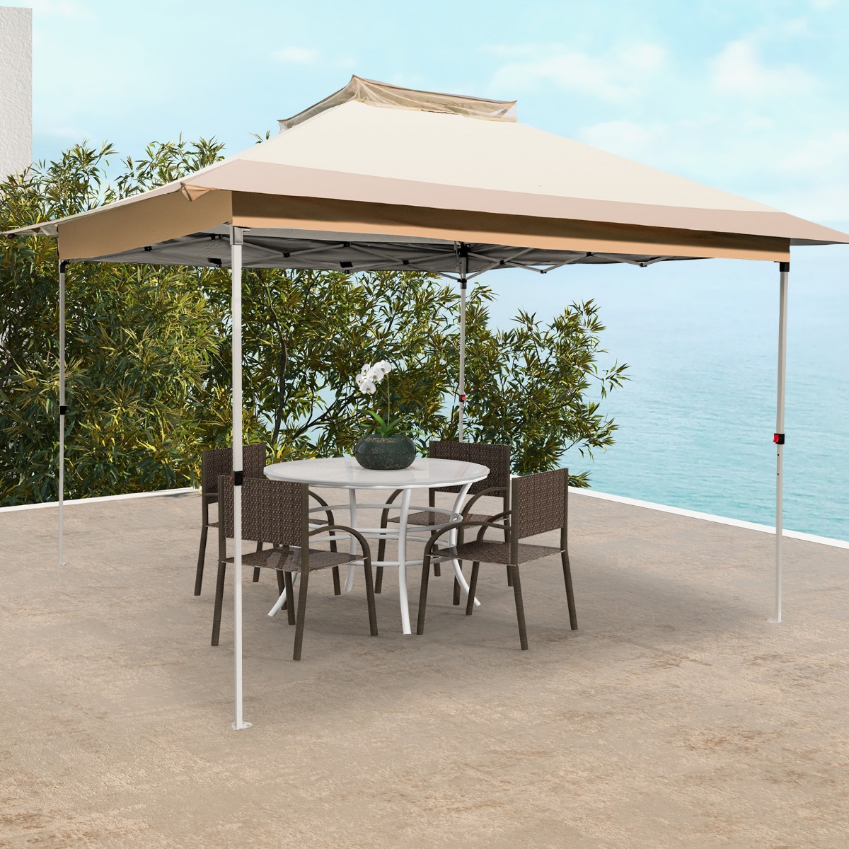 3,6 x 3,6m Pavillon mit Doppeldach wasserdicht stabil Winterfest UV-Schutz 50+ von Costway