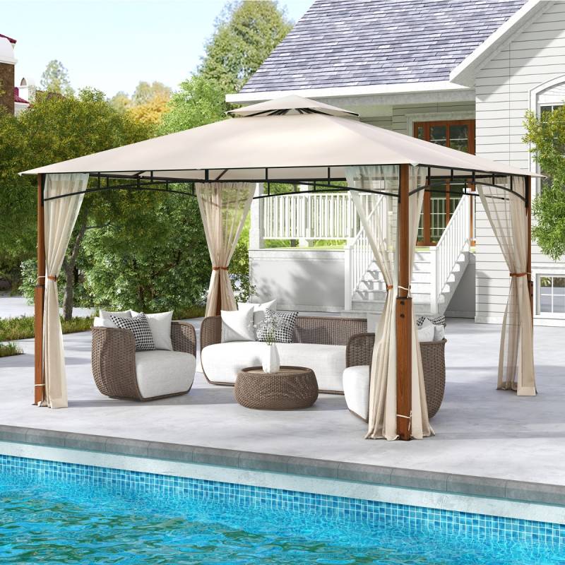 3,6 x 3 m Pavillon mit Doppeldach & Moskitonetz Wasserdichtes Partyzelt Gartenpavillon von Costway