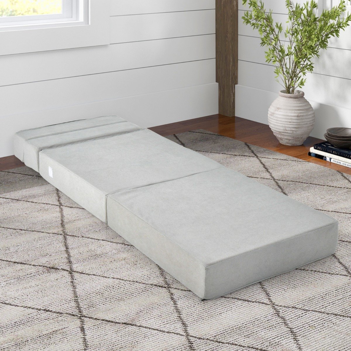 3 in 1 Klappbares Schlafsofa mit Waschbarem Bezug Extra Dick Schaumstoff (15cm) Grau von Costway