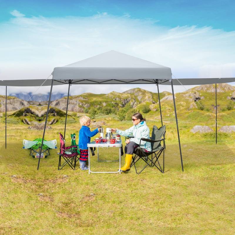 3 x 3 m Sofortiges Pop-up-Canopy-Zelt mit Markisen Outdoor-Sonnenschutz Grau von Costway