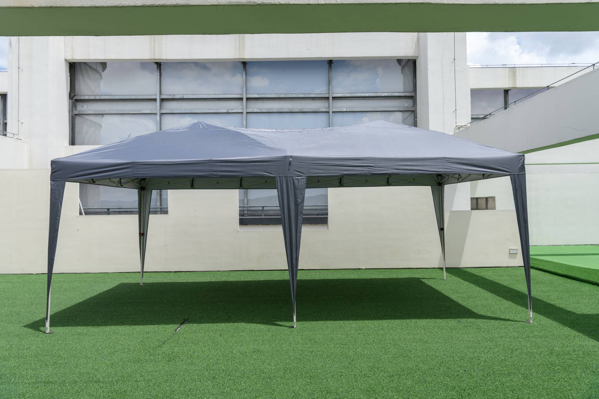 3 x 6 m Pop up Faltpavillon mit Tragetasche auf Rollen & UV Schutz 50+ Partyzelt Grau von Costway