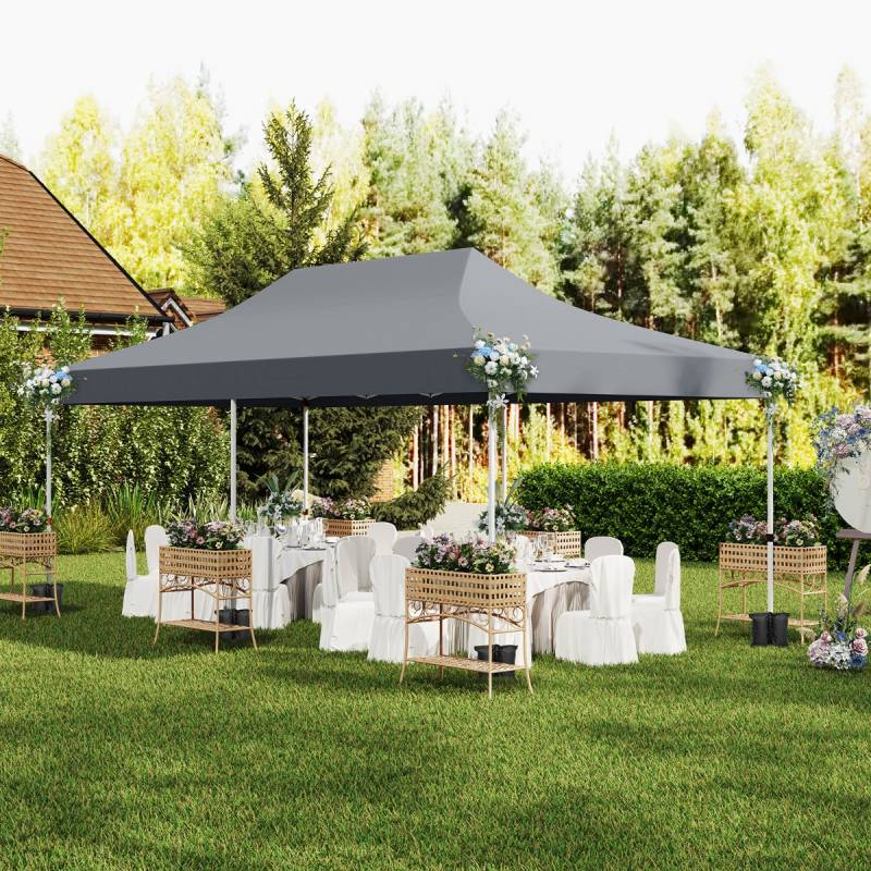 3 x 6m Pavillon Faltpavillon mit 6 Abnehmbaren Seitenwänden Höhenverstellbarer Partyzelt Grau von Costway