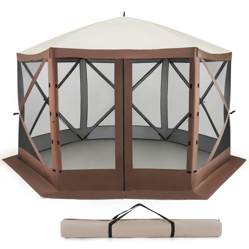 350 x 350 cm Pop-up Pavillon mit Tragetasche & Netzwänden Partyzelt Faltpavillon Gartenpavillon von Costway