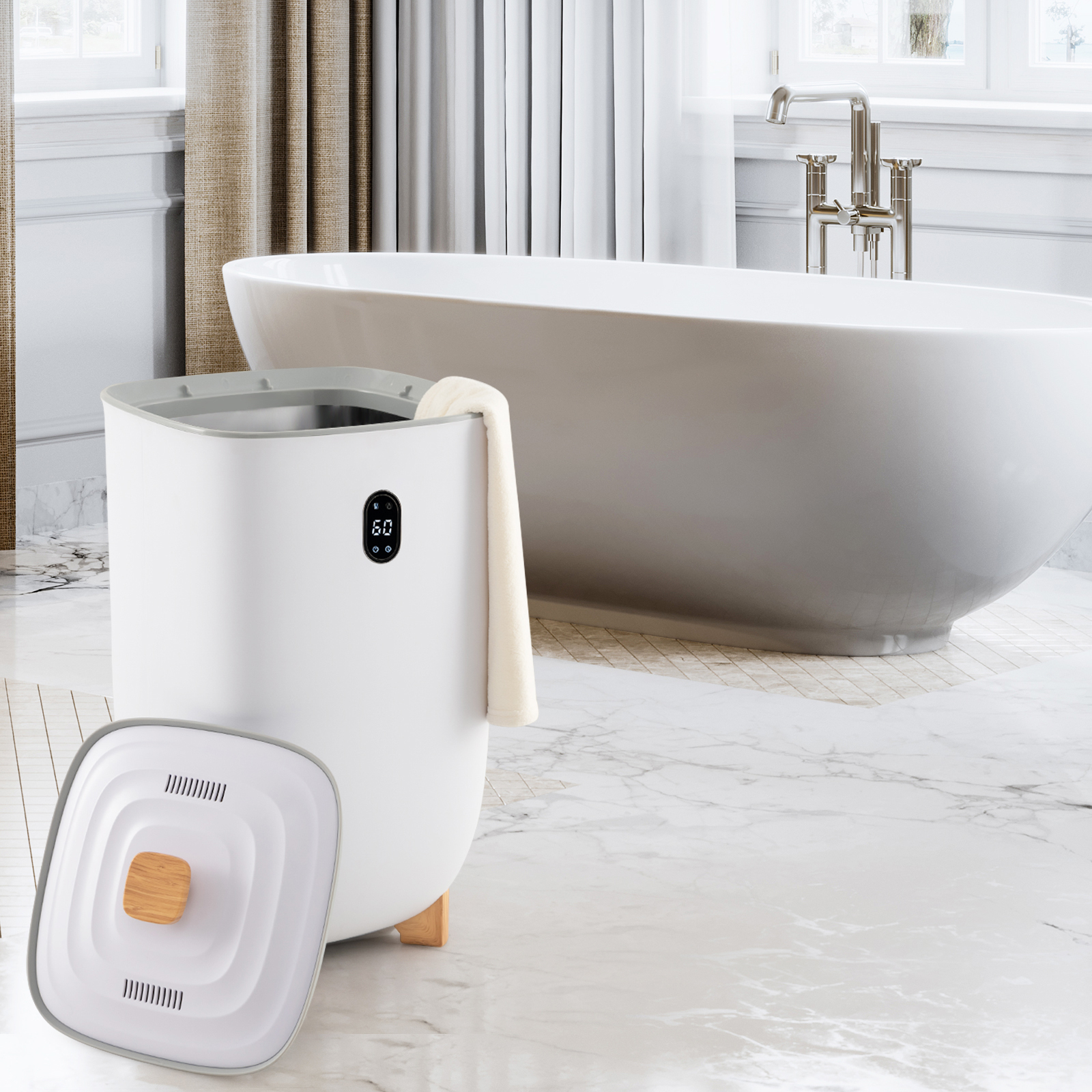 35L Großer Handtuchwärmer mit Timer Elektrischer Handtuchtrockner Deckenwärmer Weiß von Costway