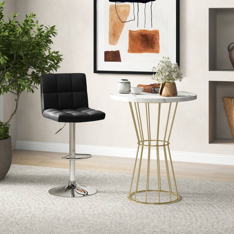 360° Drehbarer Barhocker aus Kunstleder Höhenverstellbarer Barstuhl Sitzhocker Schwarz von Costway
