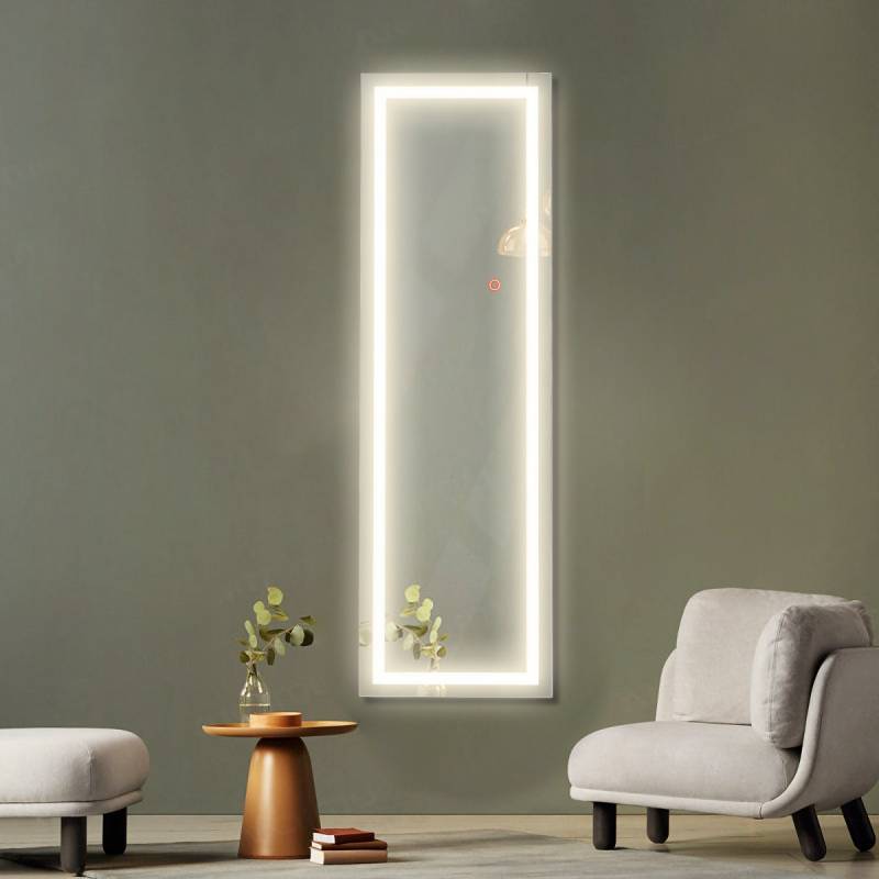 37 x 120 cm 2 in 1 Wandspiegel mit 3 Farben LED Beleuchtung Ganzkörperspiegel Hängespiegel von Costway