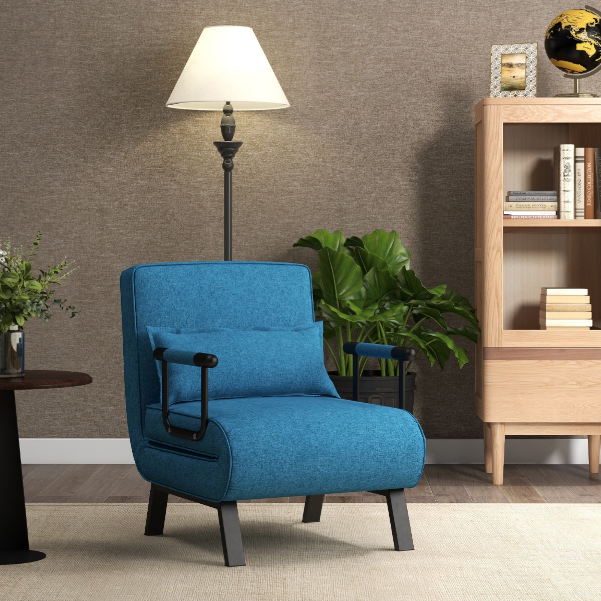 4 in 1 Schlafsessel Klappbar Schlafsofa mit 5 Stufig Verstellbarer Rückenlehne Blau von Costway