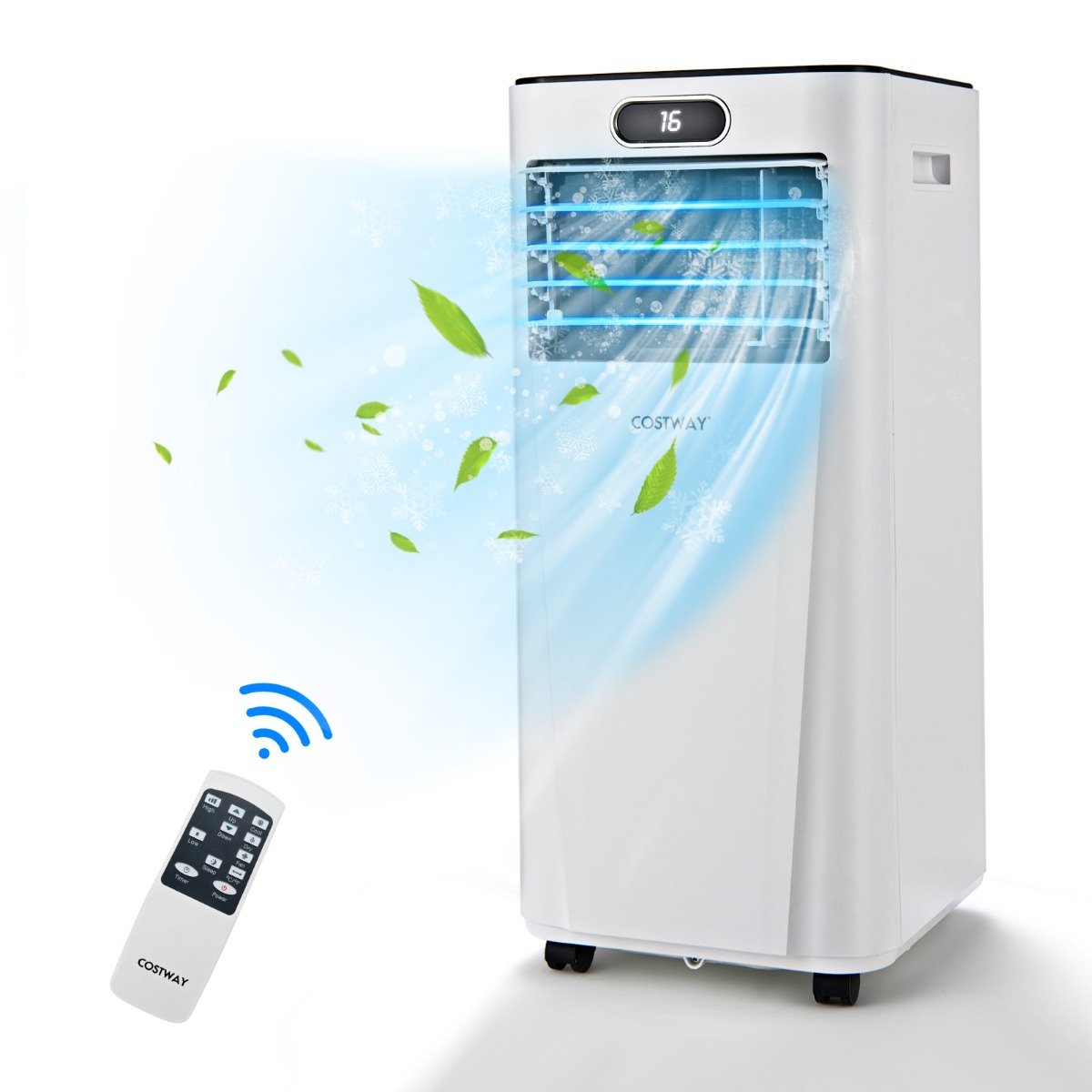 4 in 1 Tragbares Klimagerät 7000 BTU Kühlen & Ventilieren & Entfeuchten 16 ℃～32 ℃ Weiß von Costway