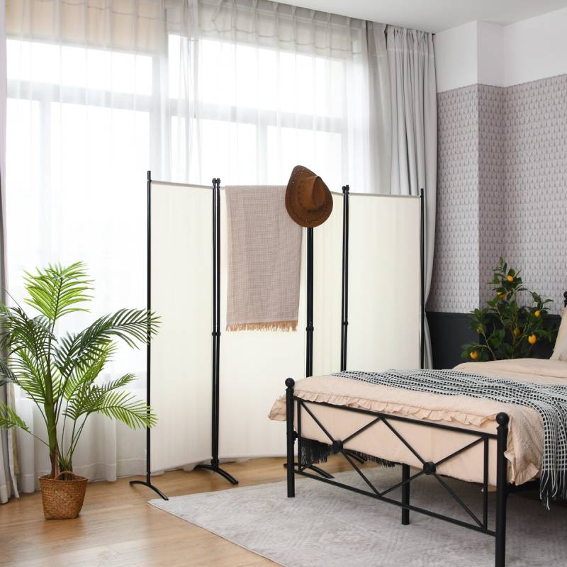 4-teiliger Klappbarer Trennwand Sichtschutz für Zuhause Büro 220 x 51 x 173 cm Weiß von Costway