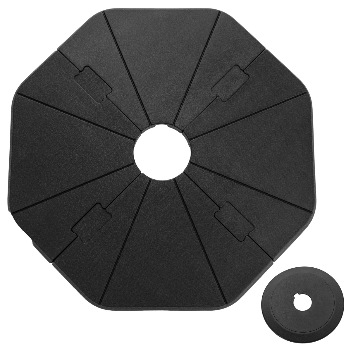 4 tlg. Befüllbarer Schirmständer Quadratische Grundplatten mit 94 kg Tragkraft Schwarz von Costway