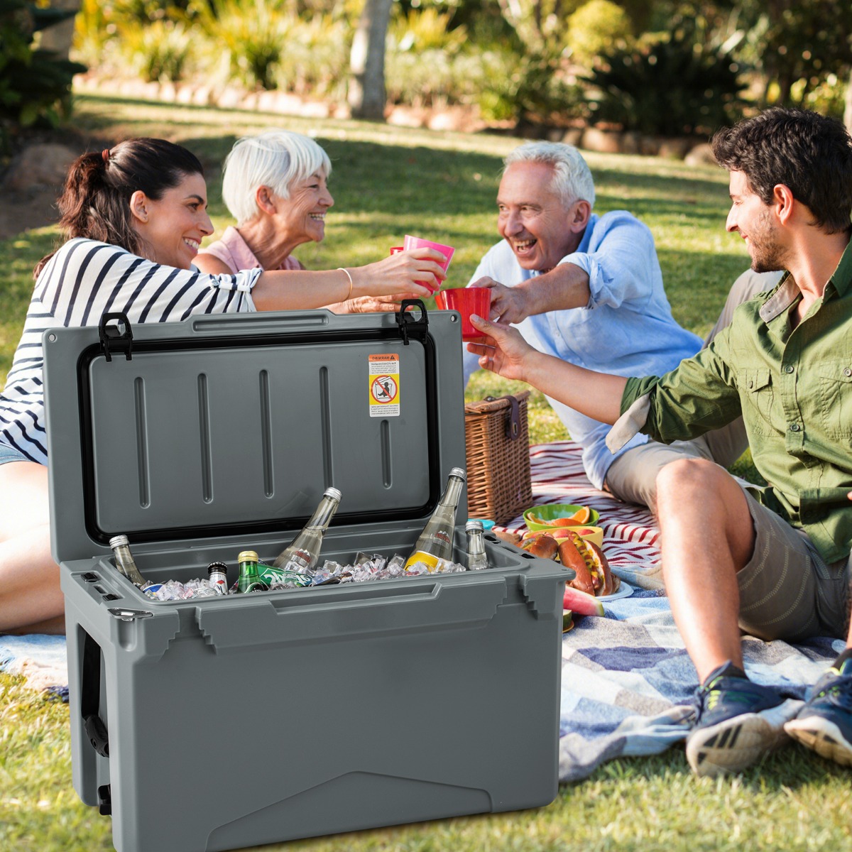 47L Isolierbox Kühlbox tragbar Wärmebehälter mit Flaschenöffner und Abflusssystem 69 x 37 x 42 cm Grau 47L Isolierbox Kühlbox tragbar Wärmebehälter mit Flaschenöffner und Abflusssystem 69 x 37 x 42 cm Grau von Costway
