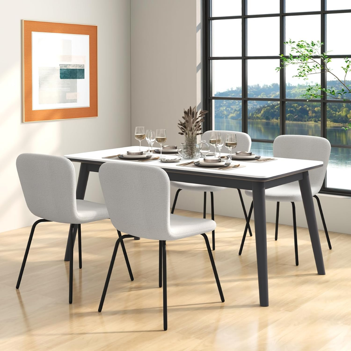 4er Set Esszimmerstühle gepolsterte Küchenstühle mit Rückenlehne 47 x 58 x 86 cm Beige 4er Set Esszimmerstühle gepolsterte Küchenstühle mit Rückenlehne 47 x 58 x 86 cm Beige von Costway