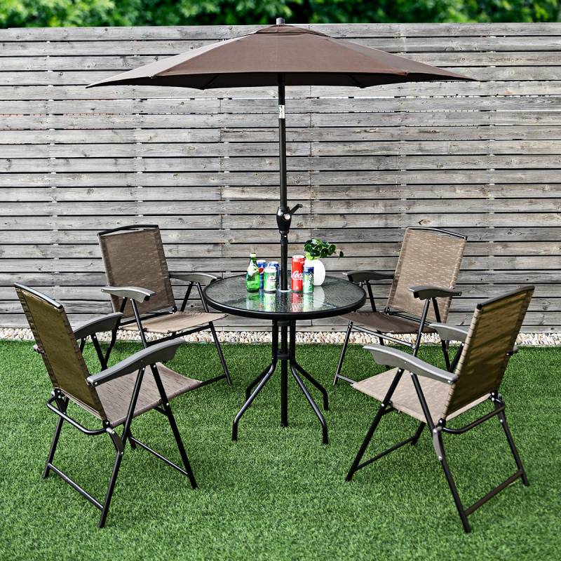 4er Set Klappstühle Hochlehner Gartenstuhl Klappsessel 69 x 54 cm x 90 cm Braun von Costway