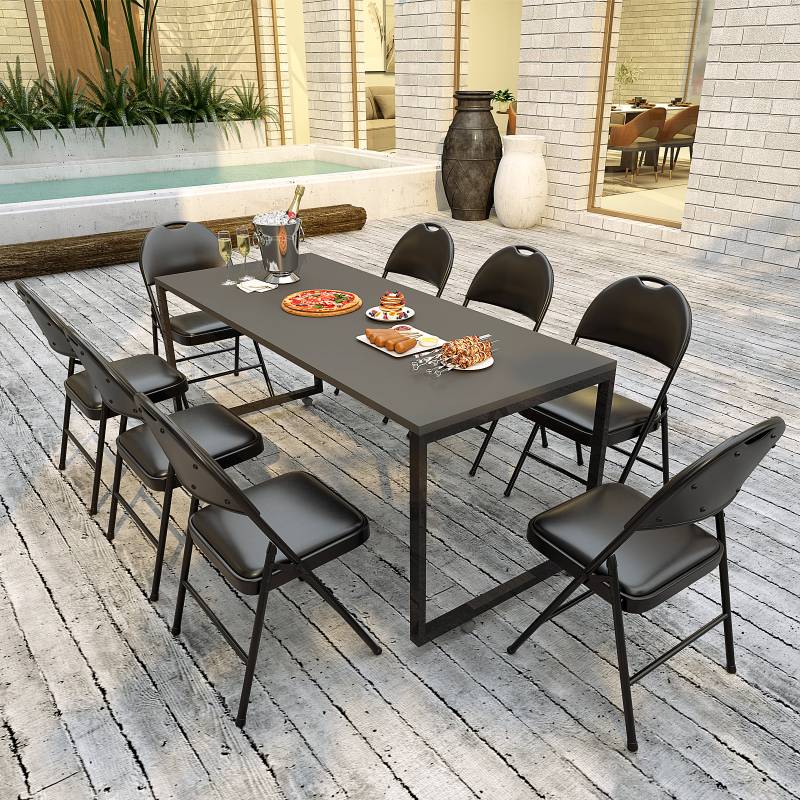 4er Set Klappstühle mit Metallrahmen Gepolsterter Gartenstuhl Kunstleder Klappbarer Campingstuhl von Costway