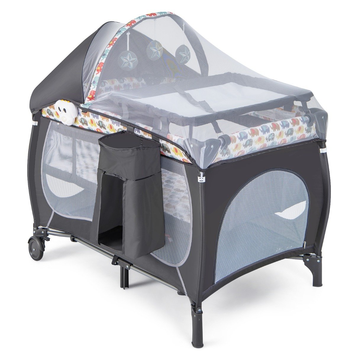 5 IN 1 Babybett Tragbares Beistellbett Reisebett mit Faltbaren Matratze 102 cm x 72 cm x 74 cm Bunt 5 IN 1 Babybett Tragbares Beistellbett Reisebett mit Faltbaren Matratze 102 cm x 72 cm x 74 cm Bunt von Costway