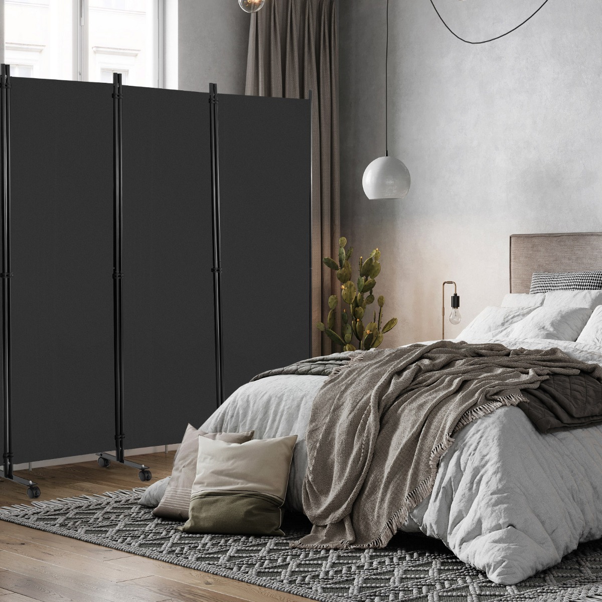6-Teiliger Faltbarer Raumteiler 172 cm Hoher Sichtschutz mit Feststellbaren Rädern Grau 6-Teiliger Faltbarer Raumteiler 172 cm Hoher Sichtschutz mit Feststellbaren Rädern Grau von Costway