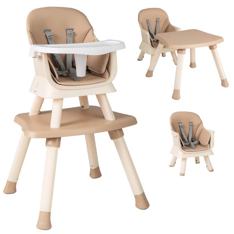6-in-1 Babyhochstuhl Hochstuhl & Essstuhl & Lerntisch Babystuhl Kombihochstuhl Kaffee von Costway
