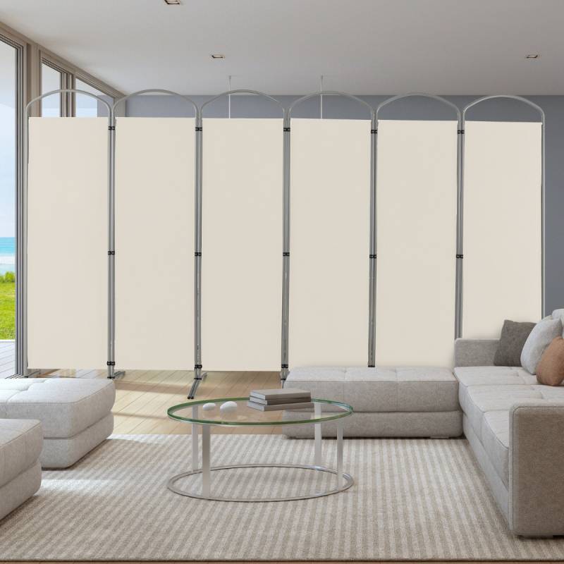 6-teilige Faltbare Sichtschutzwand Raumteiler Stofftrennwand 331 x 51 x 188 cm Beige von Costway