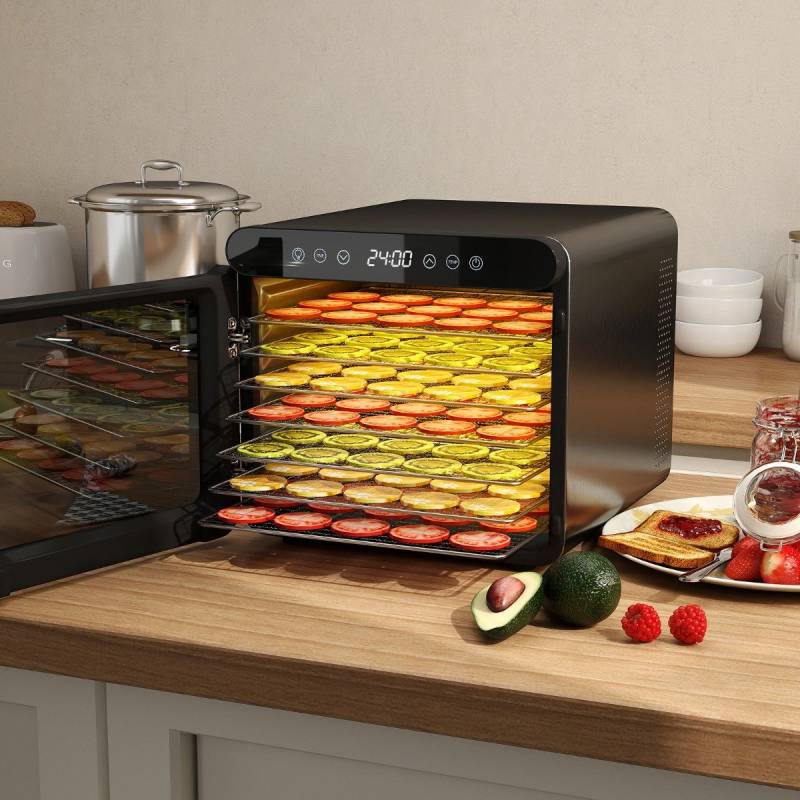 600W Dörrautomat mit 7 Edelstahl-Schalen Dörrgerät mit 24H Timer & 30-75℃ 34 x 40,5 x 32 cm von Costway