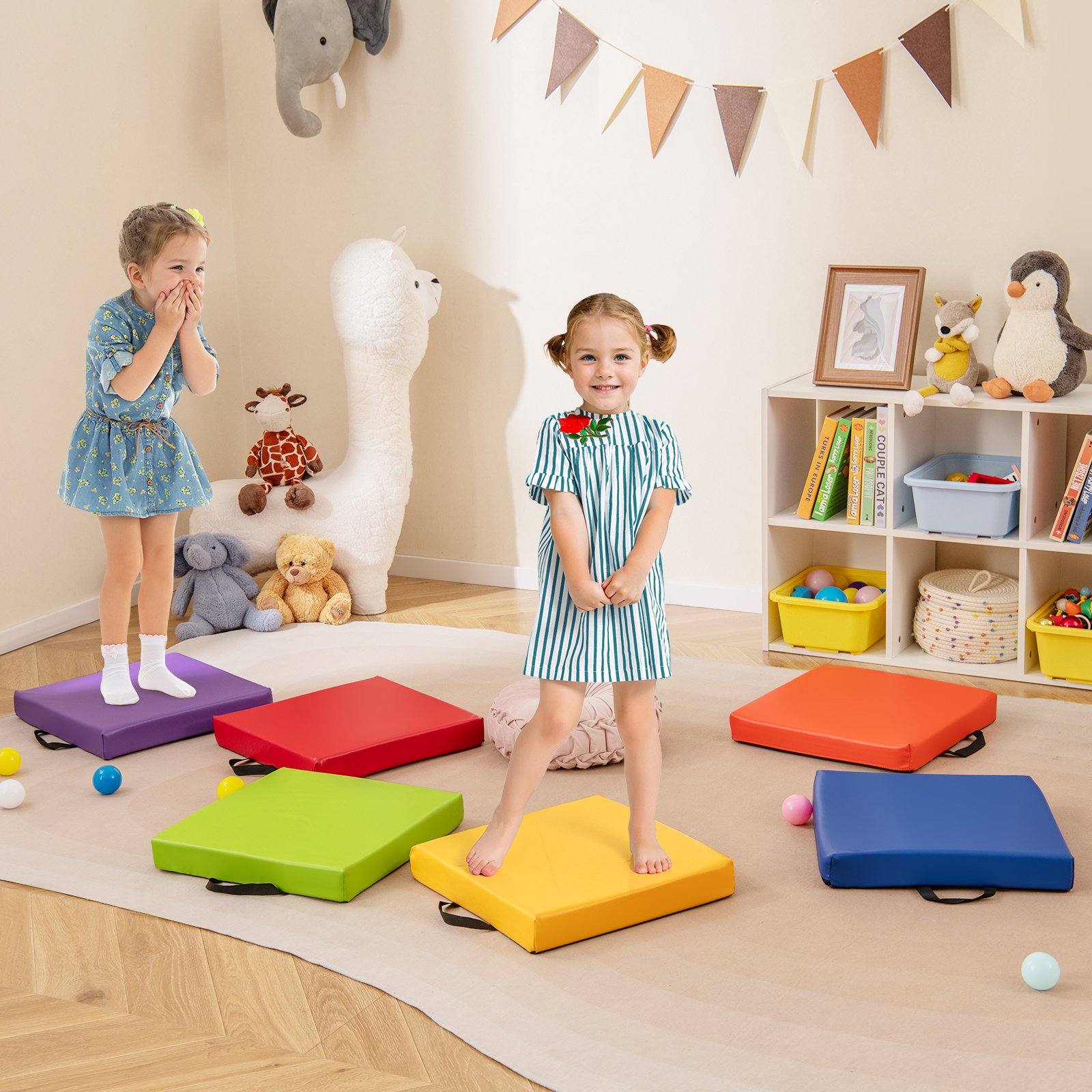 6er Set Kinder Quadratische Sitzkissen mit Griff & Reißverschluss Bodenkissen Stuhlkissen 40 x 40 cm 6er Set Kinder Quadratische Sitzkissen mit Griff & Reißverschluss Bodenkissen Stuhlkissen 40 x 40 cm von Costway