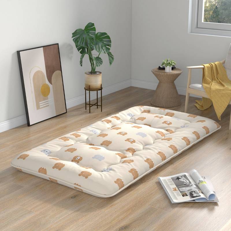 90 x 200 cm Japanische Futon Matratze mit Waschbarem Bezug &amp; Tragetasche Tatami-Matte Braunbär von Costway