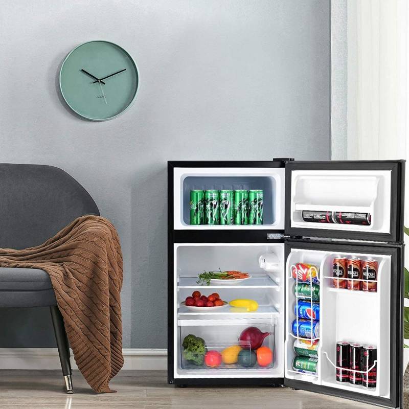 90L Mini-Kühlschrank Standkühlschrank Gefrierschrank 48,5 x 49,5 x 86 cm Schwarz von Costway