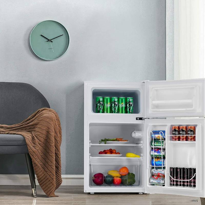 90L Mini-Kühlschrank separates Gefrierfach Kompakter Kühlschrank 48,5 x 49,5 x 86 cm Weiß von Costway